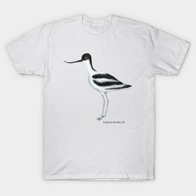 Avocet Bird Realistic Illustration T-Shirt by julianamotzko